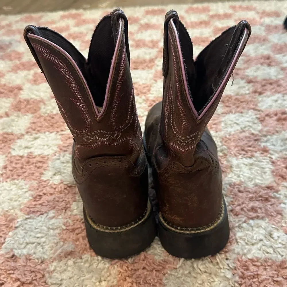 JUSTIN Women’s Wanette Western Steel Toe Work Cowboy Leather Boots - Picture 7 of 10